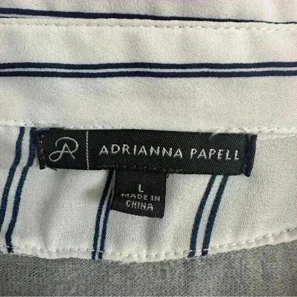 Adrianna‎ Papell Sweater Women's Large Layered V-Neck Grey Ivory Formal Casual - Picture 8 of 15